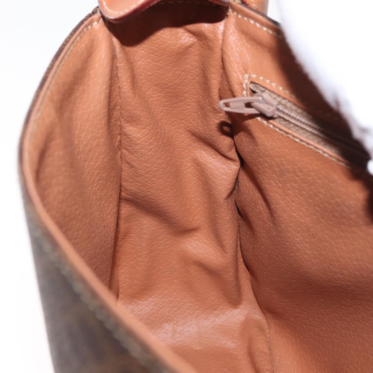 CELINE Macadam Canvas Shoulder Bag PVC Leather Brown Gold Auth 151753