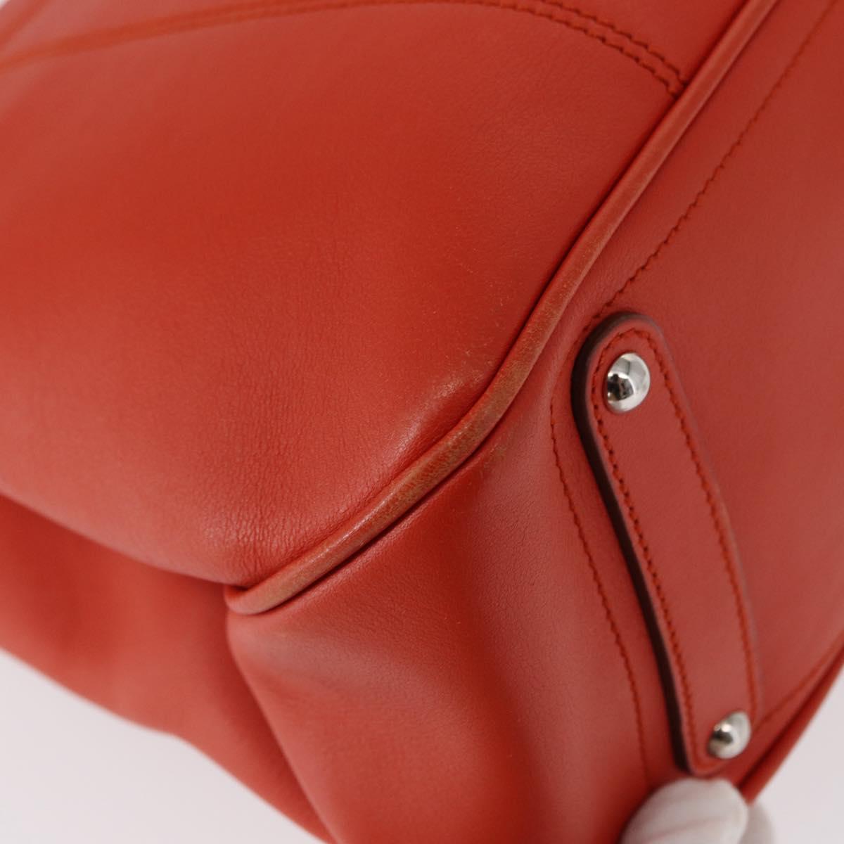 Salvatore Ferragamo Hand Bag Leather Orange Silver Auth 151757