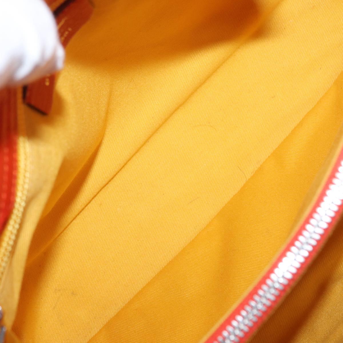 Salvatore Ferragamo Hand Bag Leather Orange Silver Auth 151757