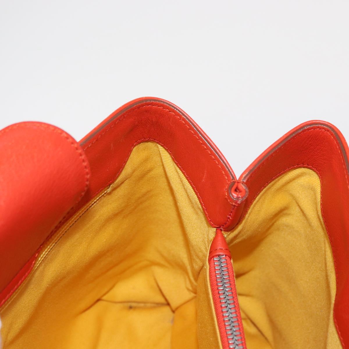 Salvatore Ferragamo Hand Bag Leather Orange Silver Auth 151757