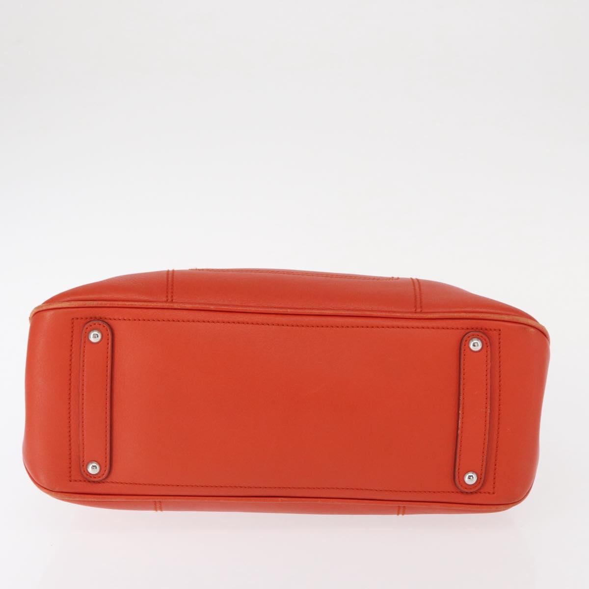 Salvatore Ferragamo Hand Bag Leather Orange Silver Auth 151757