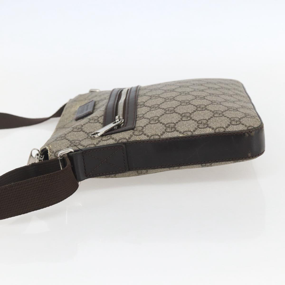 GUCCI GG Supreme Shoulder Bag PVC Leather Beige Silver 406410 Auth 151765