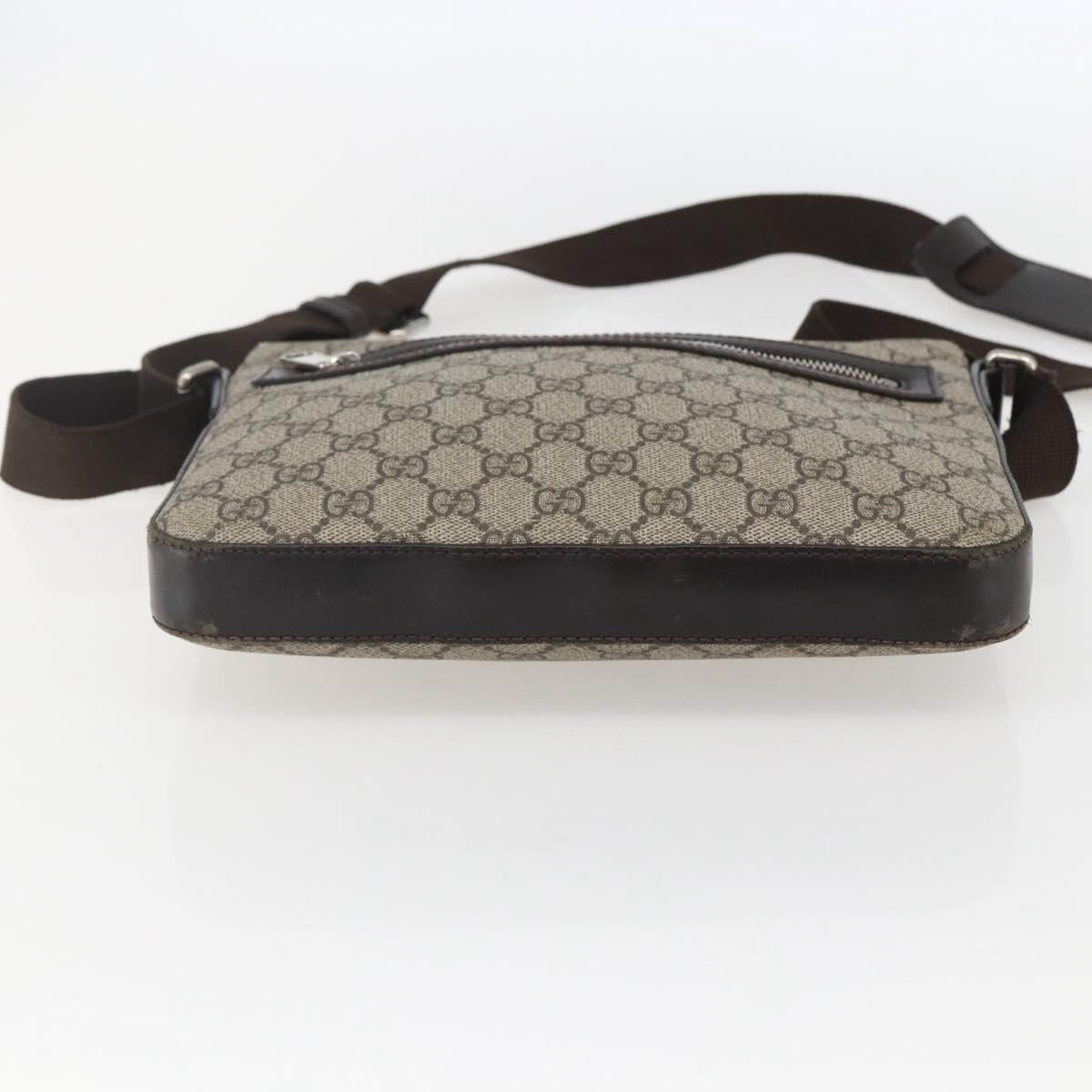 GUCCI GG Supreme Shoulder Bag PVC Leather Beige Silver 406410 Auth 151765