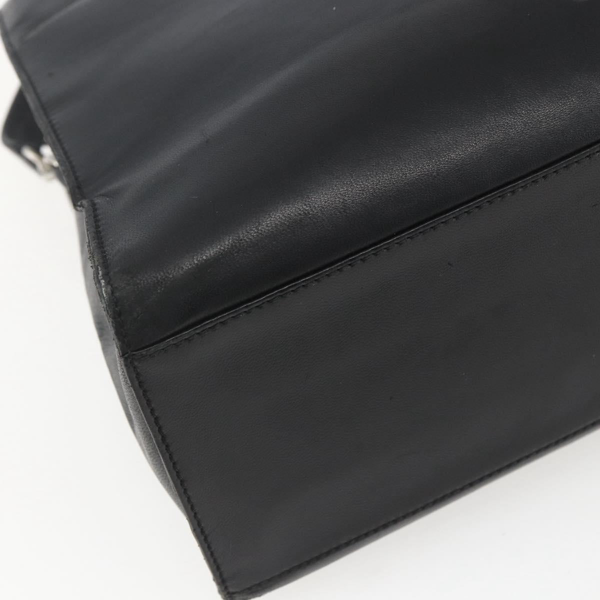 LOEWE Hand Bag Leather 2way Black Silver Auth 151766