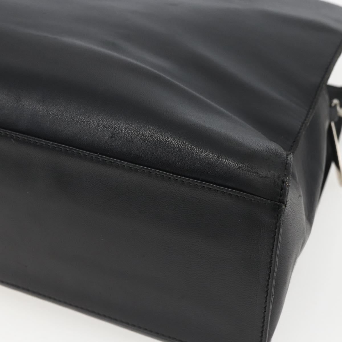 LOEWE Hand Bag Leather 2way Black Silver Auth 151766
