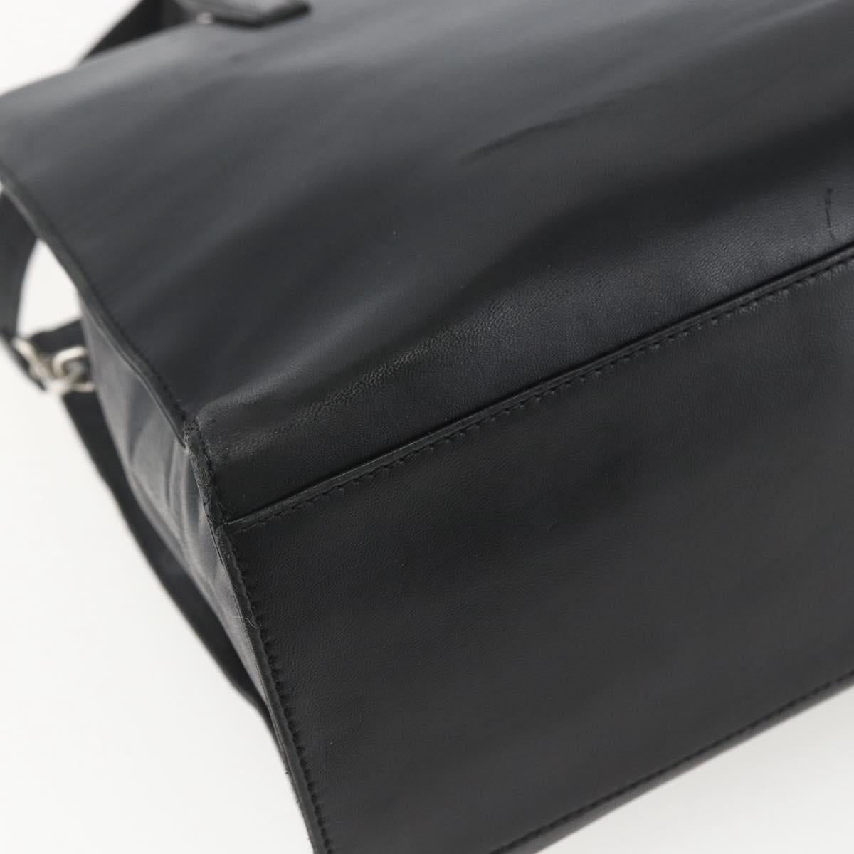 LOEWE Hand Bag Leather 2way Black Silver Auth 151766