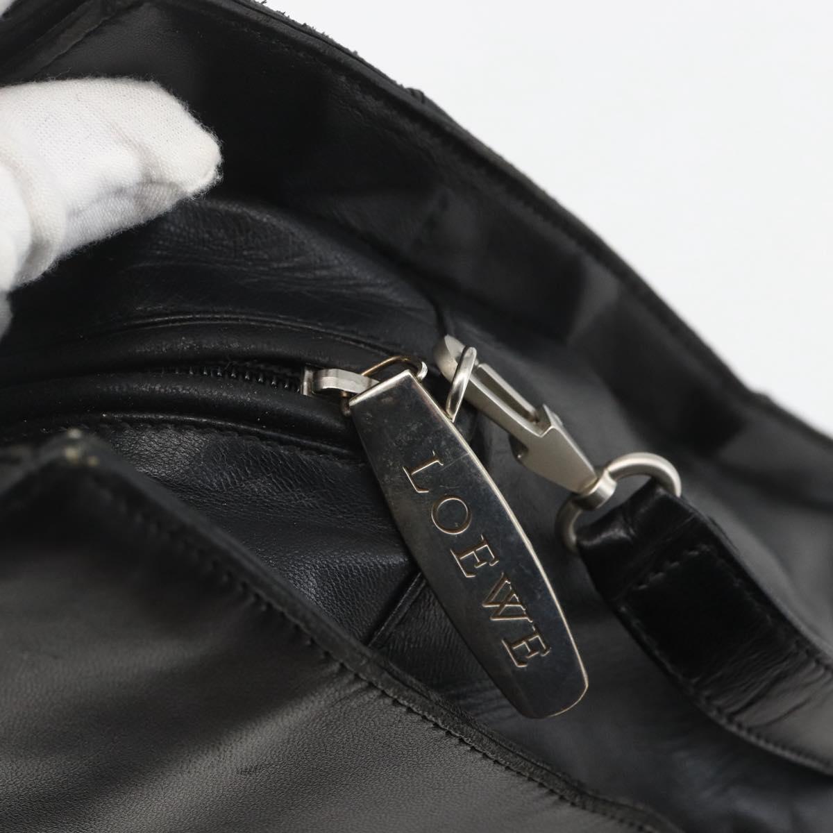LOEWE Hand Bag Leather 2way Black Silver Auth 151766