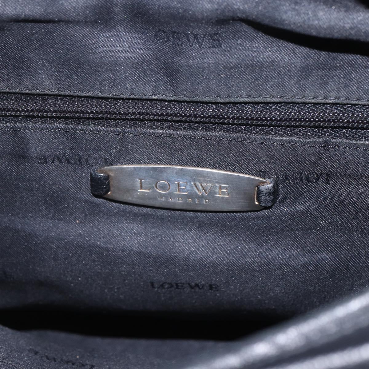 LOEWE Hand Bag Leather 2way Black Silver Auth 151766