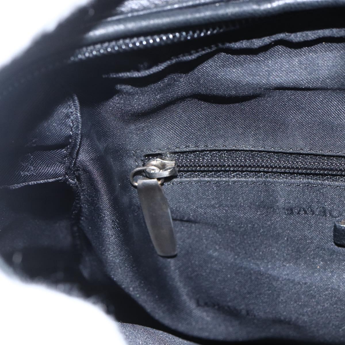 LOEWE Hand Bag Leather 2way Black Silver Auth 151766