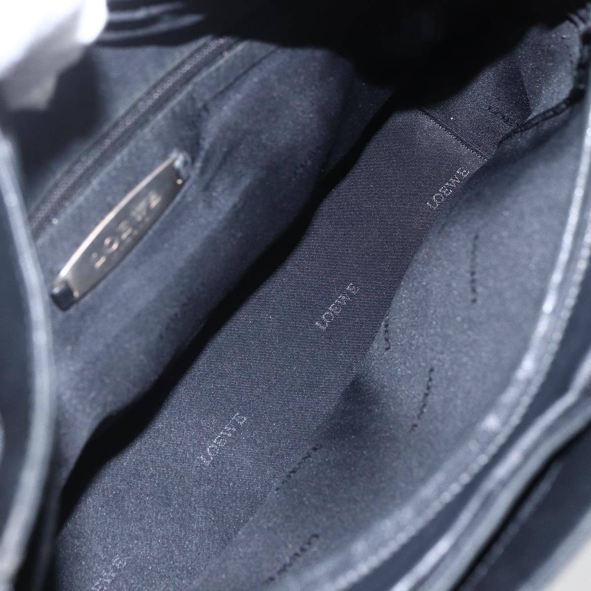 LOEWE Hand Bag Leather 2way Black Silver Auth 151766