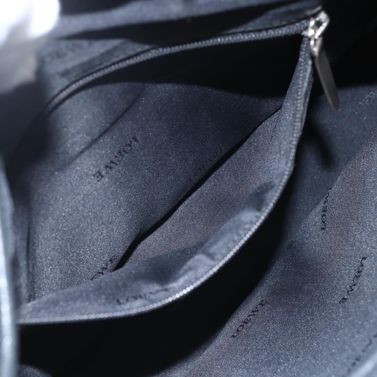 LOEWE Hand Bag Leather 2way Black Silver Auth 151766