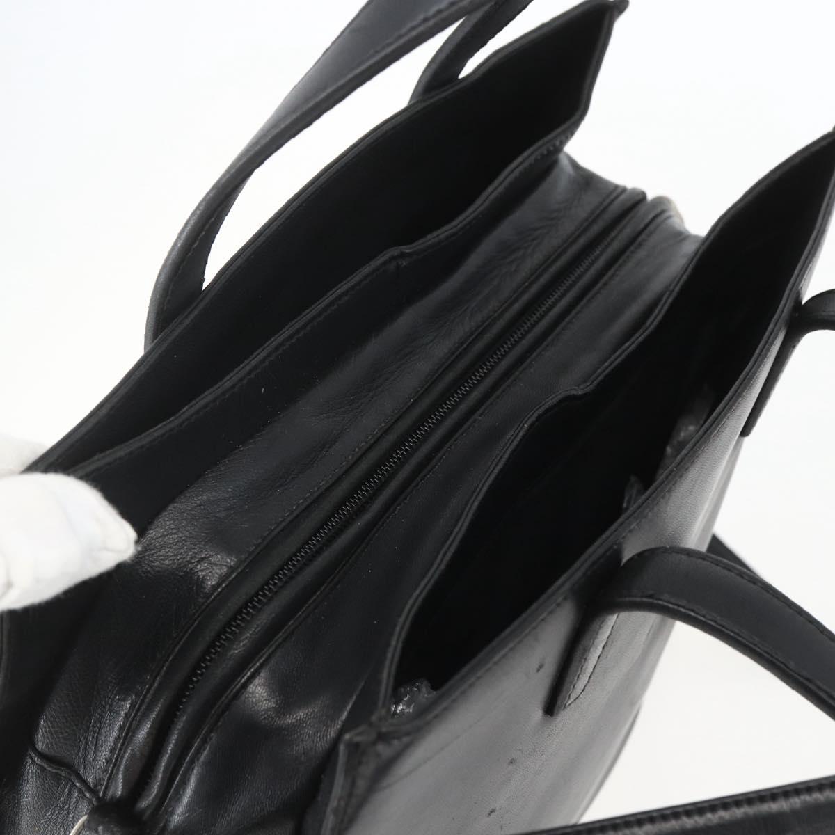 LOEWE Hand Bag Leather 2way Black Silver Auth 151766