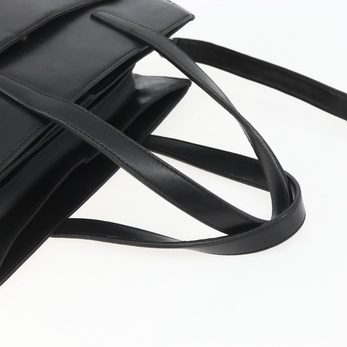 LOEWE Hand Bag Leather 2way Black Silver Auth 151766