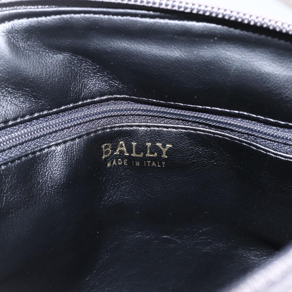 BALLY Shoulder Bag Leather Gray Gold Auth 151768