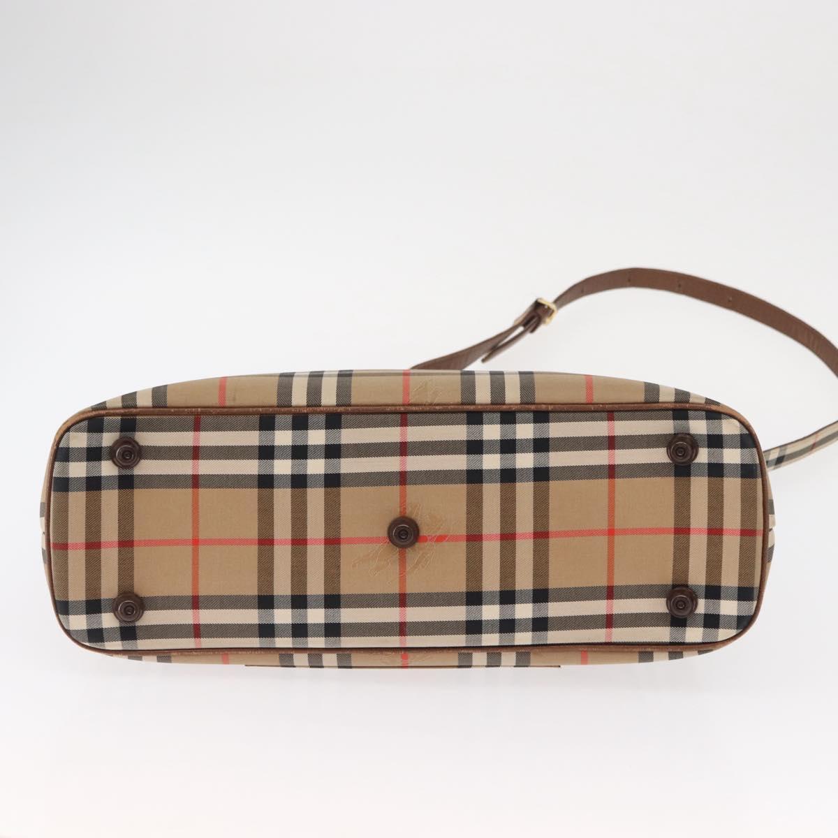 Burberrys Nova Check Hand Bag Canvas 2way Beige Auth 151772