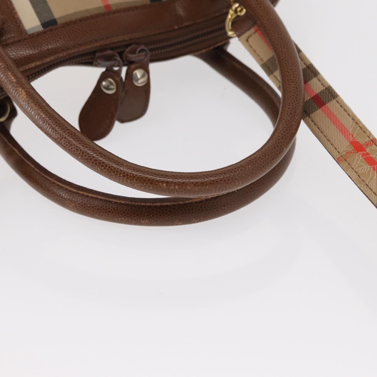 Burberrys Nova Check Hand Bag Canvas 2way Beige Auth 151772