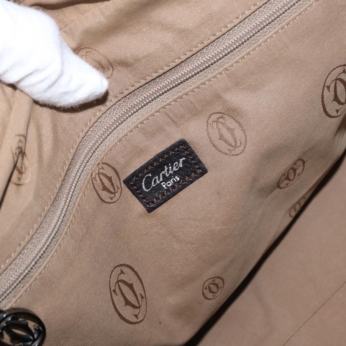 CARTIER Hand Bag Leather Black Auth 151775