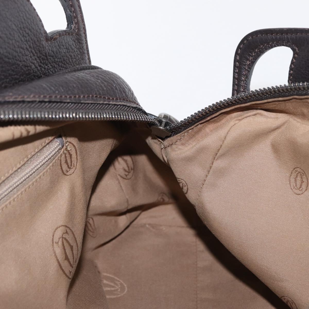 CARTIER Hand Bag Leather Black Auth 151775