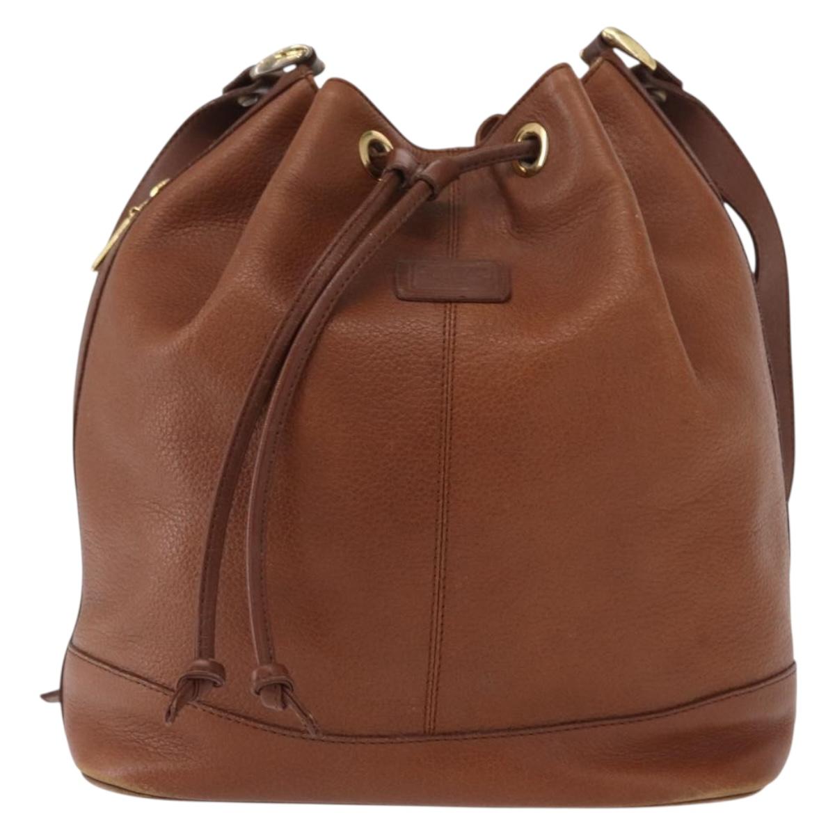Burberrys Shoulder Bag Leather Brown Gold Auth 151776