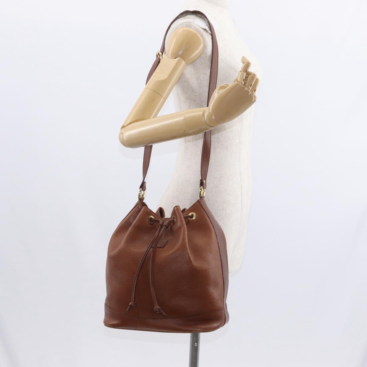 Burberrys Shoulder Bag Leather Brown Gold Auth 151776