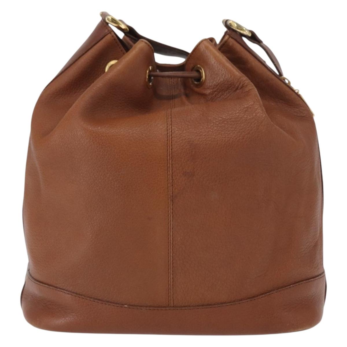 Burberrys Shoulder Bag Leather Brown Gold Auth 151776