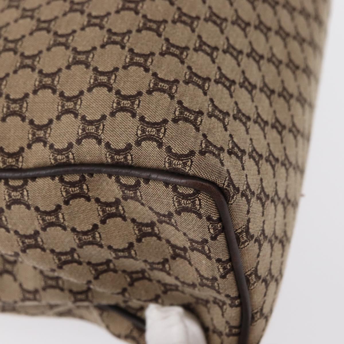 CELINE Macadam Canvas Hand Bag Beige Gold Auth 151779