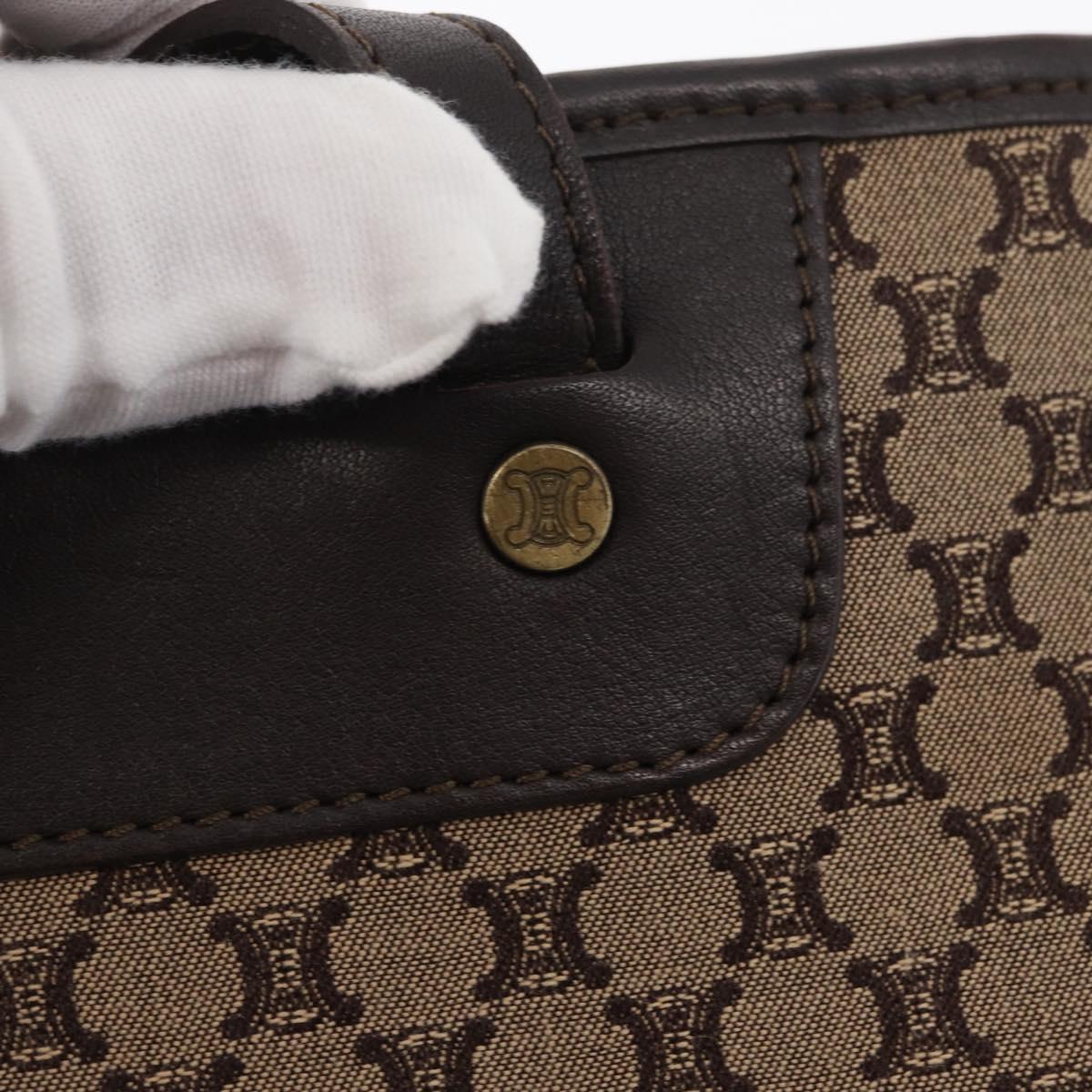 CELINE Macadam Canvas Hand Bag Beige Gold Auth 151779