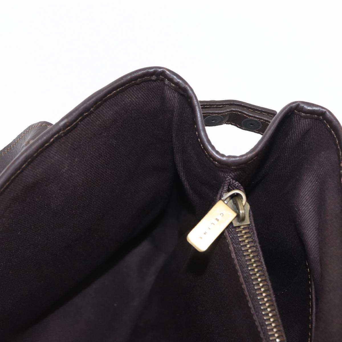 CELINE Macadam Canvas Hand Bag Beige Gold Auth 151779