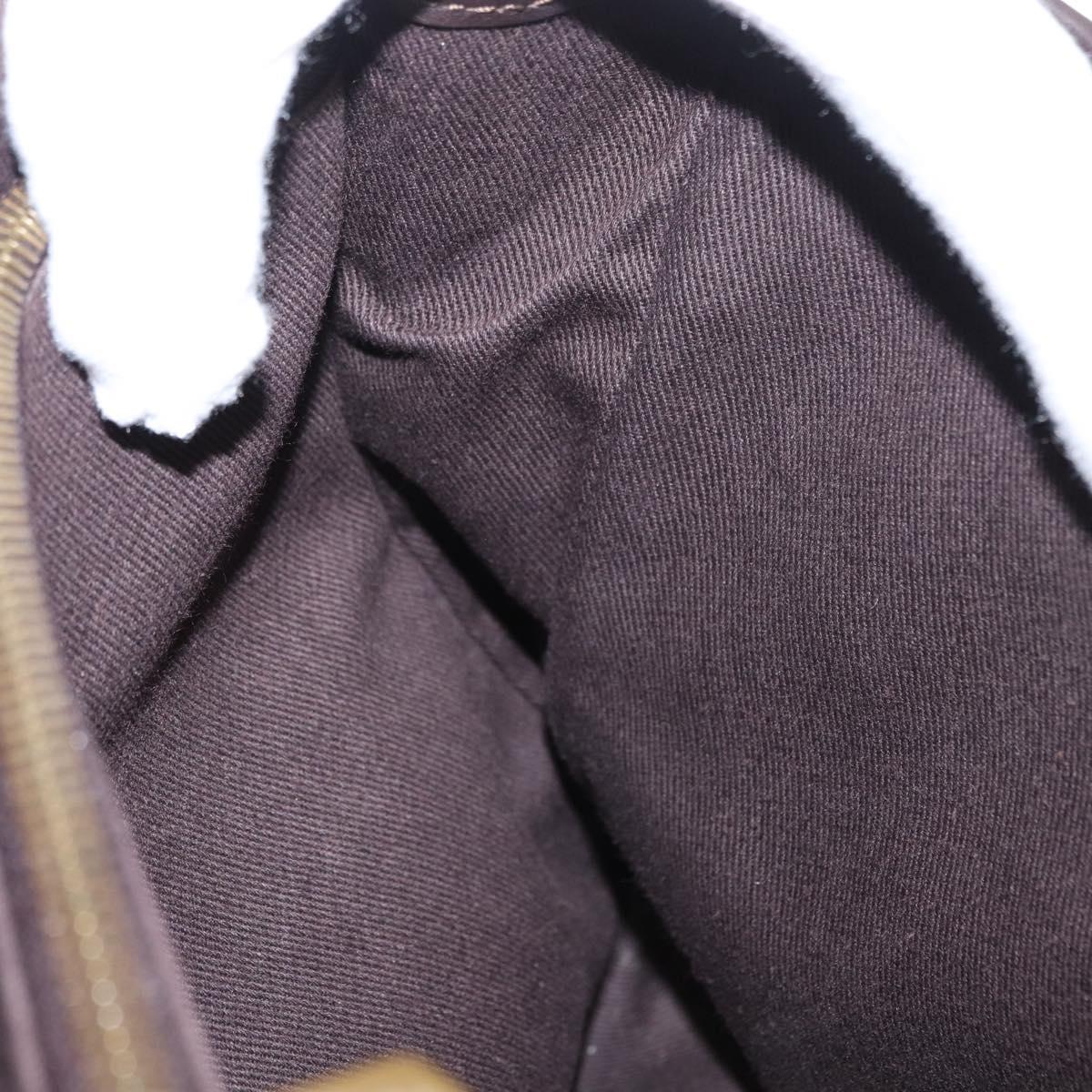 CELINE Macadam Canvas Hand Bag Beige Gold Auth 151779