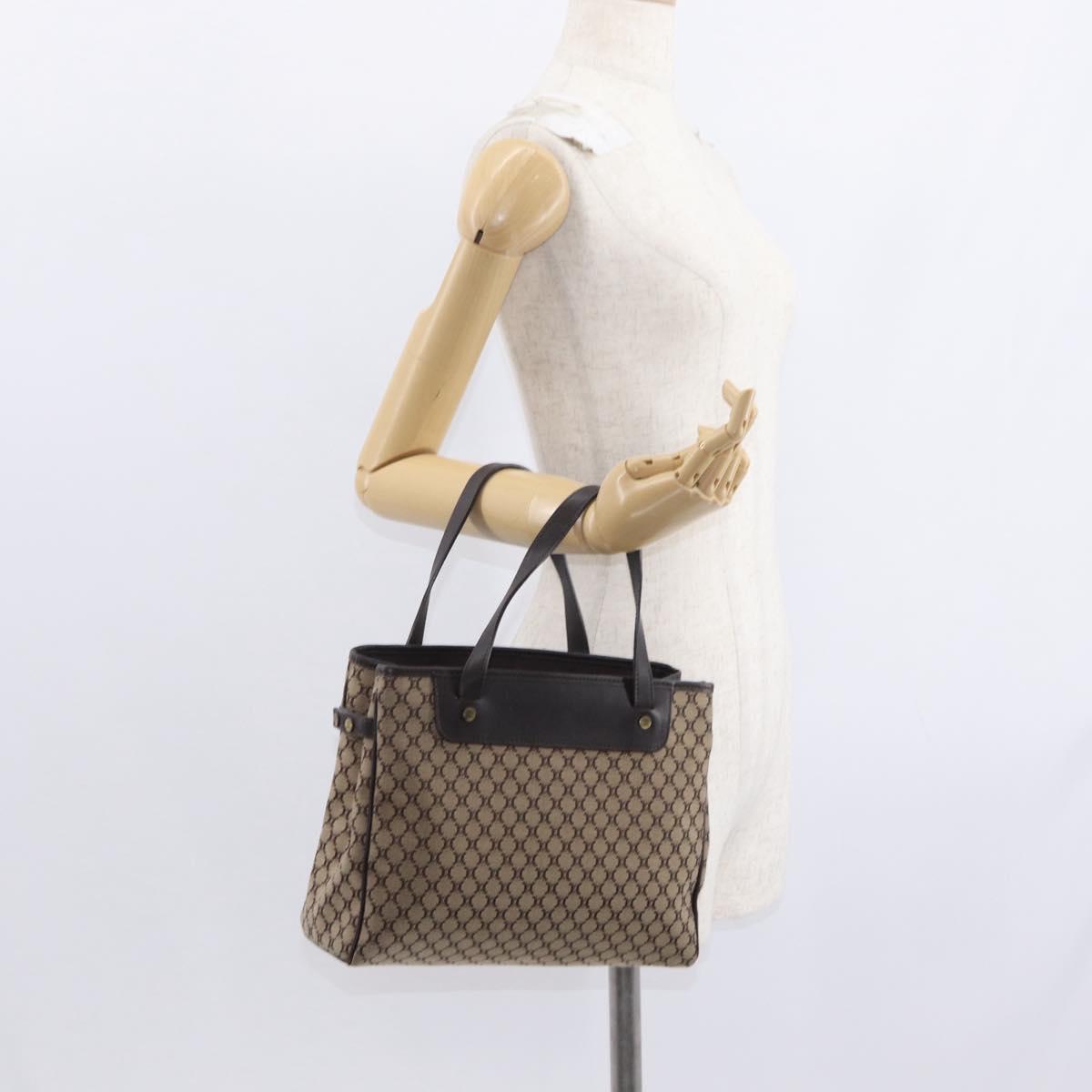 CELINE Macadam Canvas Hand Bag Beige Gold Auth 151779
