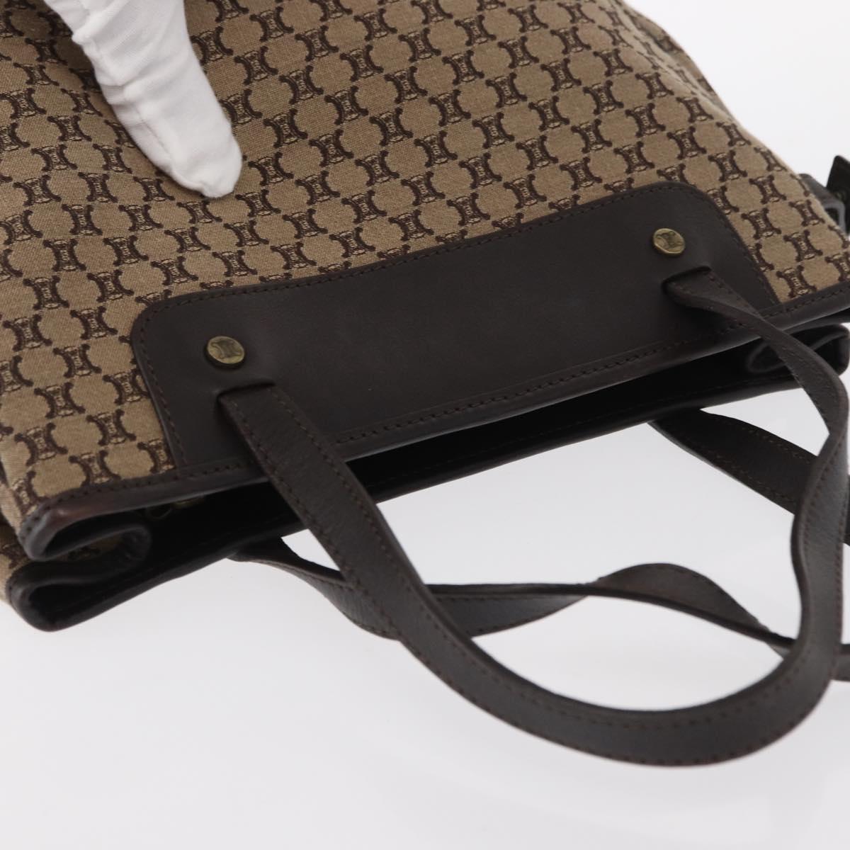 CELINE Macadam Canvas Hand Bag Beige Gold Auth 151779