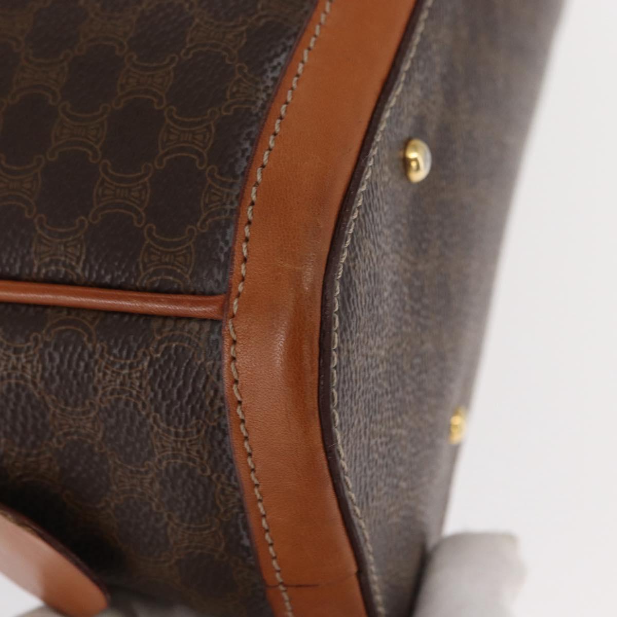 CELINE Macadam Canvas Hand Bag PVC Leather Brown Gold Auth 151782