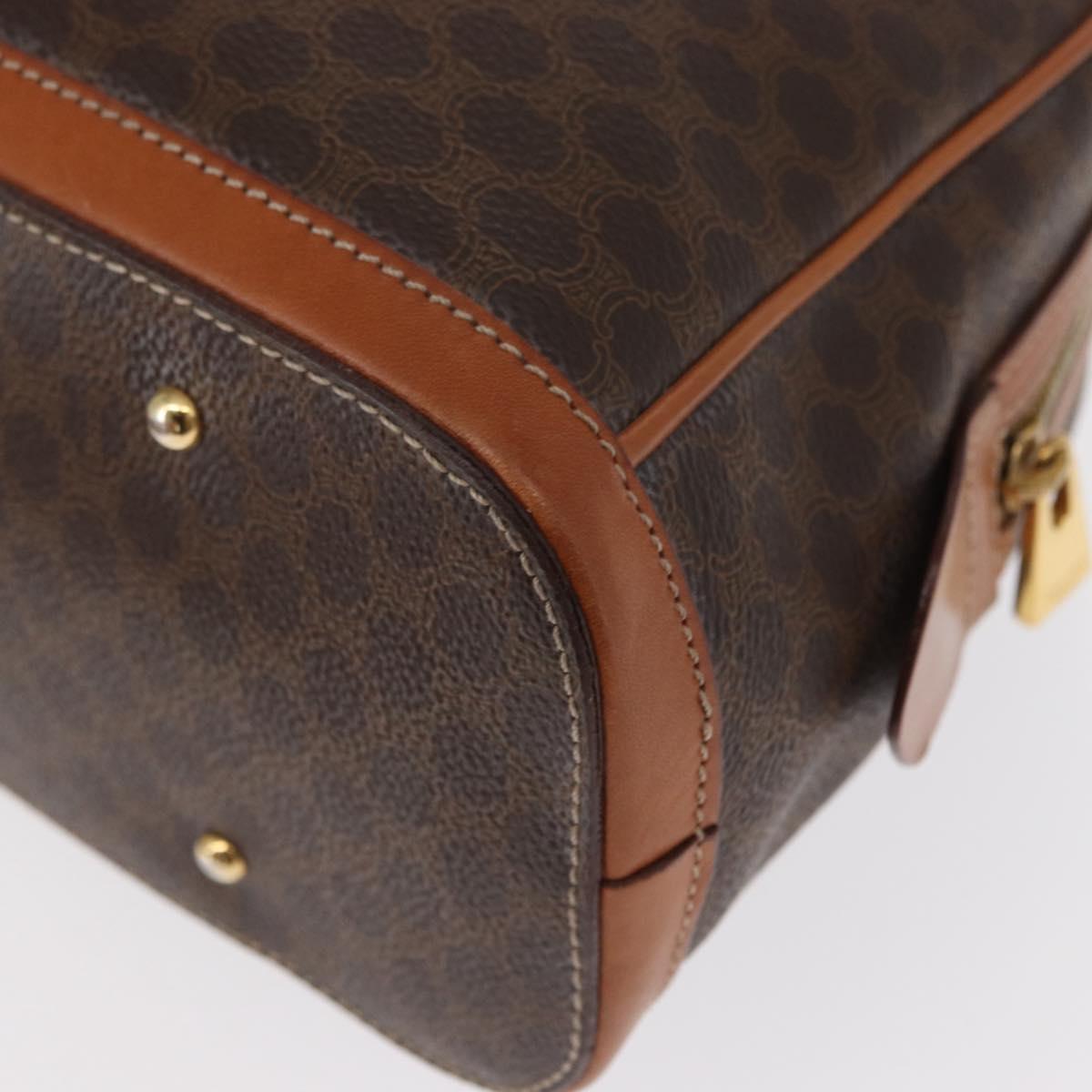 CELINE Macadam Canvas Hand Bag PVC Leather Brown Gold Auth 151782