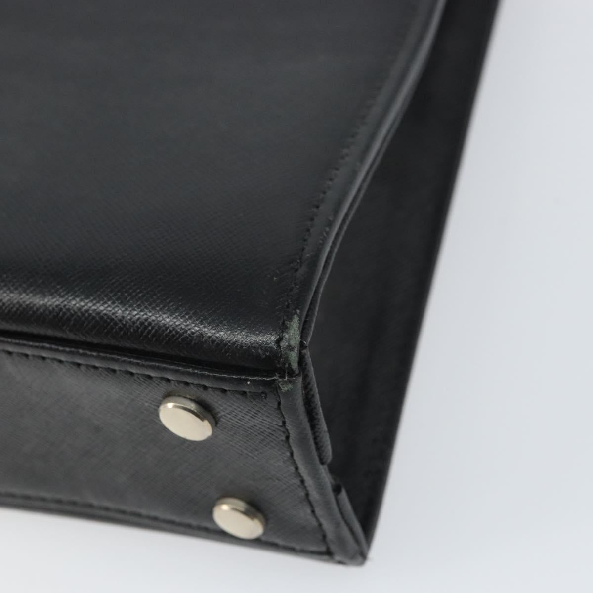 BURBERRY Hand Bag Leather Black Silver Auth 151783