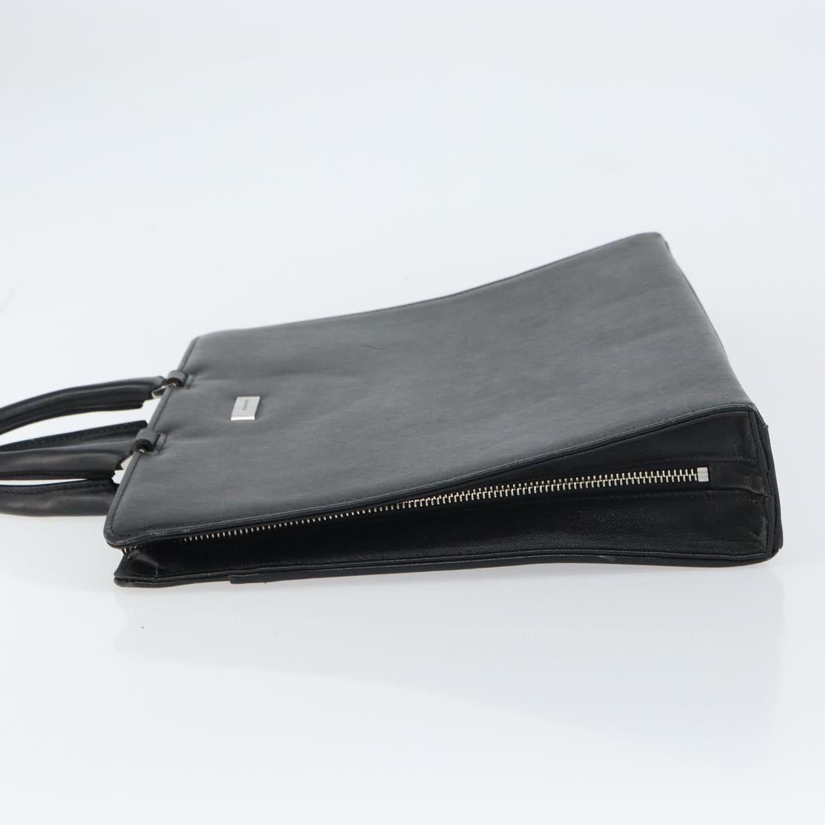 BURBERRY Hand Bag Leather Black Silver Auth 151783