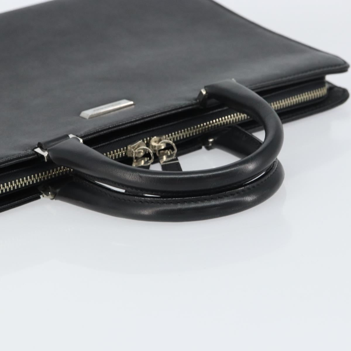 BURBERRY Hand Bag Leather Black Silver Auth 151783