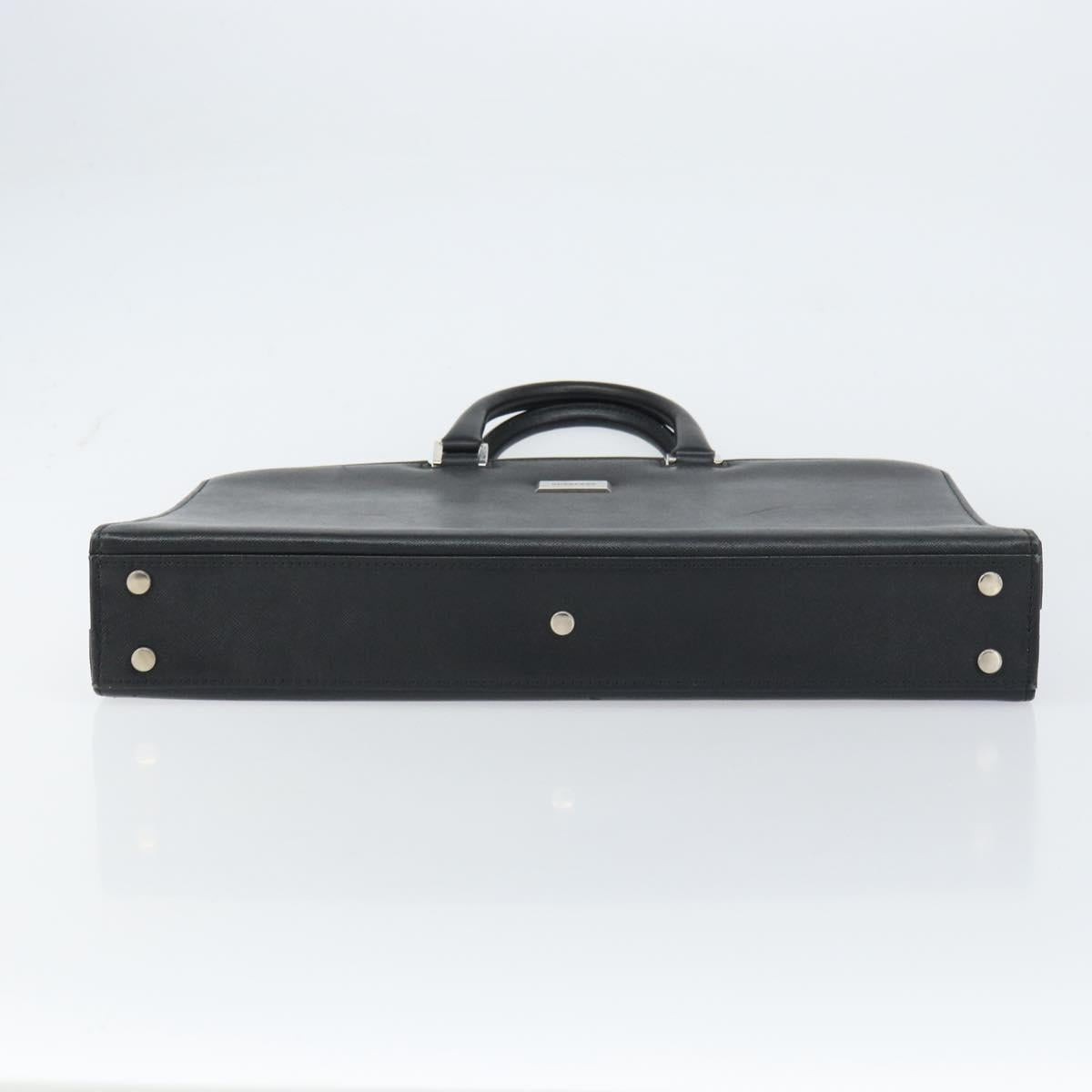 BURBERRY Hand Bag Leather Black Silver Auth 151783