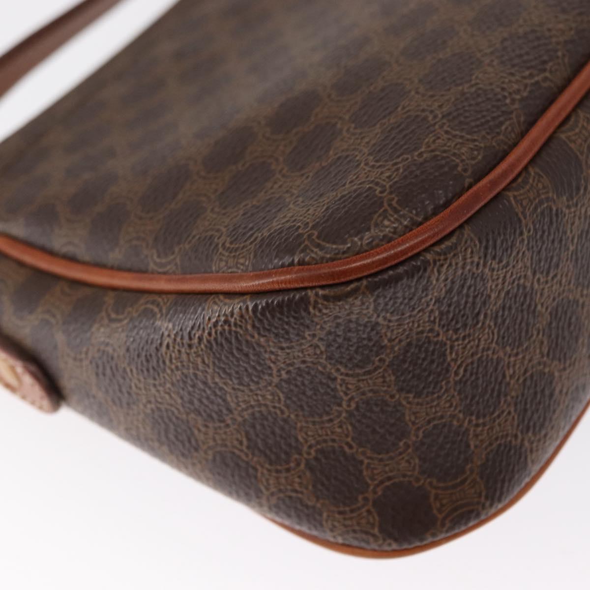 CELINE Macadam Canvas Shoulder Bag PVC Leather Brown Gold Auth 151785