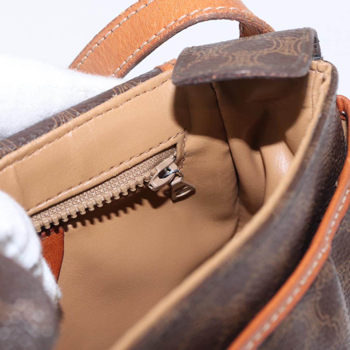 CELINE Macadam Canvas Shoulder Bag PVC Leather Brown Gold Auth 151785