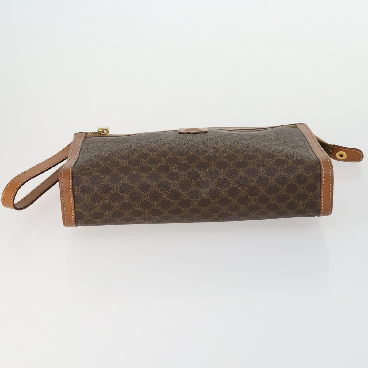 CELINE Macadam Canvas Shoulder Bag PVC 4 Set Beige Brown Navy Auth 151786