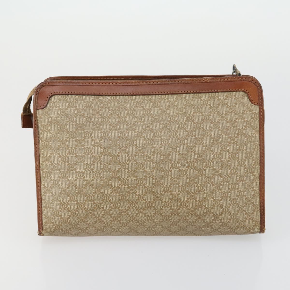 CELINE Macadam Canvas Shoulder Bag PVC 4 Set Beige Brown Navy Auth 151786
