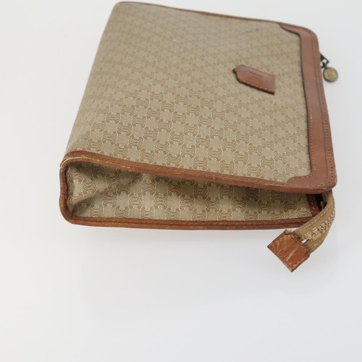 CELINE Macadam Canvas Shoulder Bag PVC 4 Set Beige Brown Navy Auth 151786