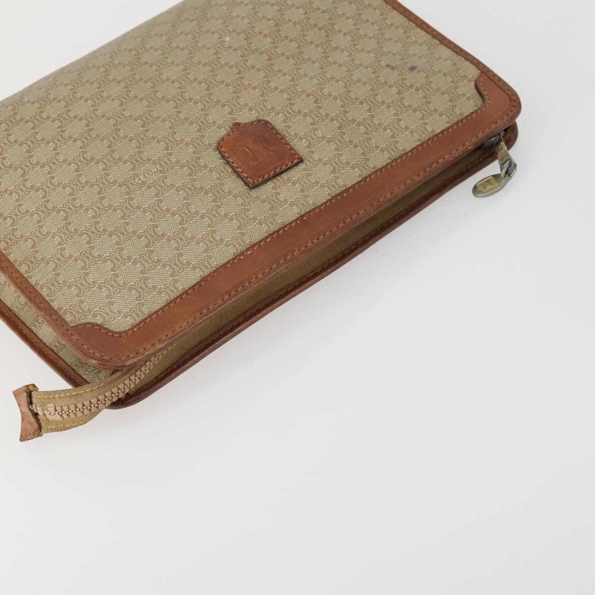 CELINE Macadam Canvas Shoulder Bag PVC 4 Set Beige Brown Navy Auth 151786