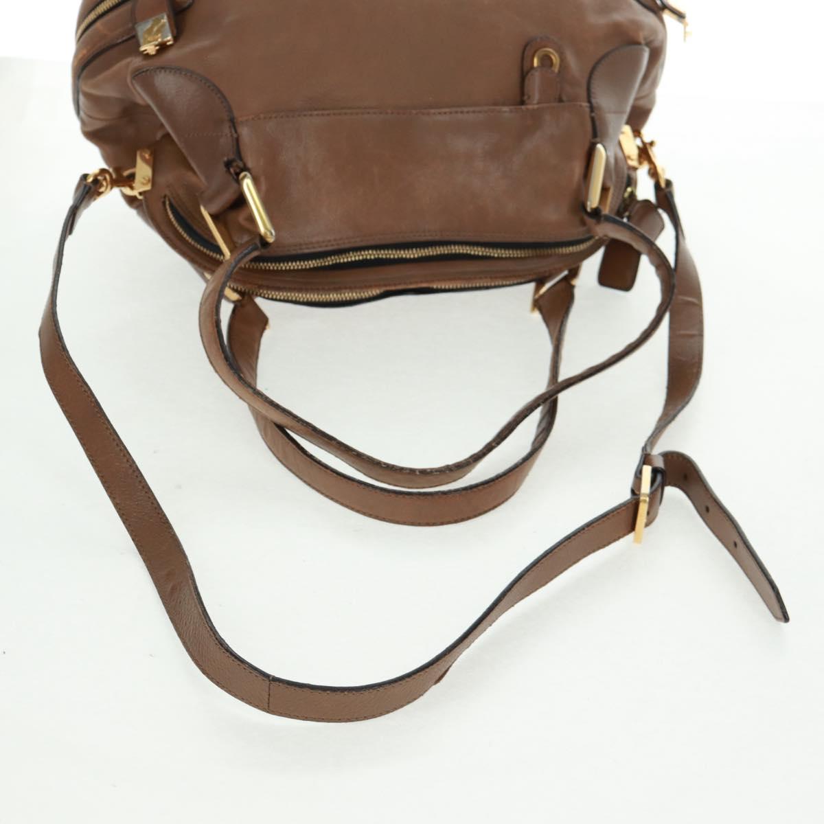 Chloe Hand Bag Leather 2way Brown Gold Auth 151789