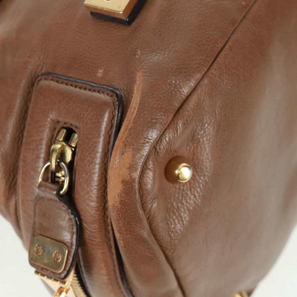 Chloe Hand Bag Leather 2way Brown Gold Auth 151789