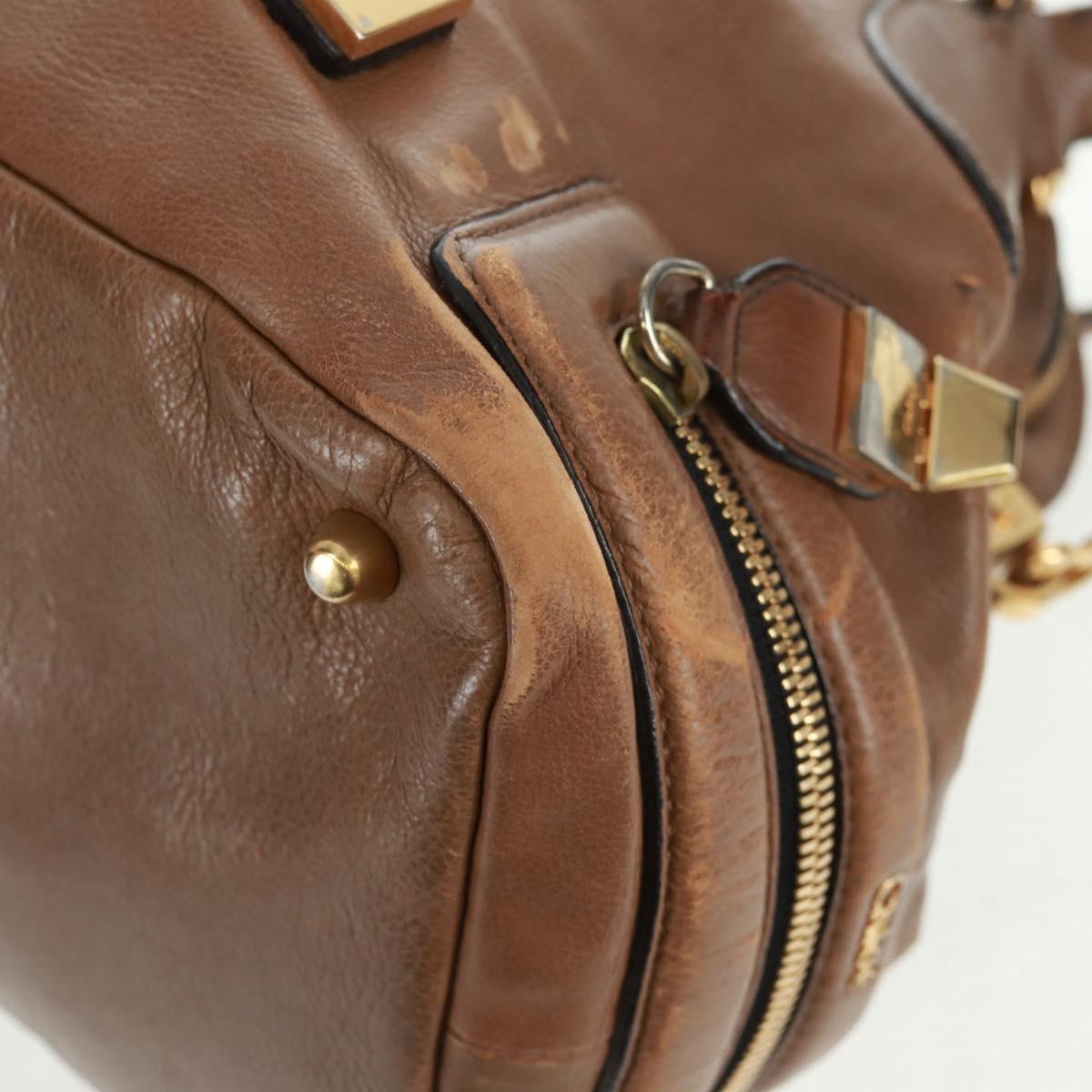 Chloe Hand Bag Leather 2way Brown Gold Auth 151789