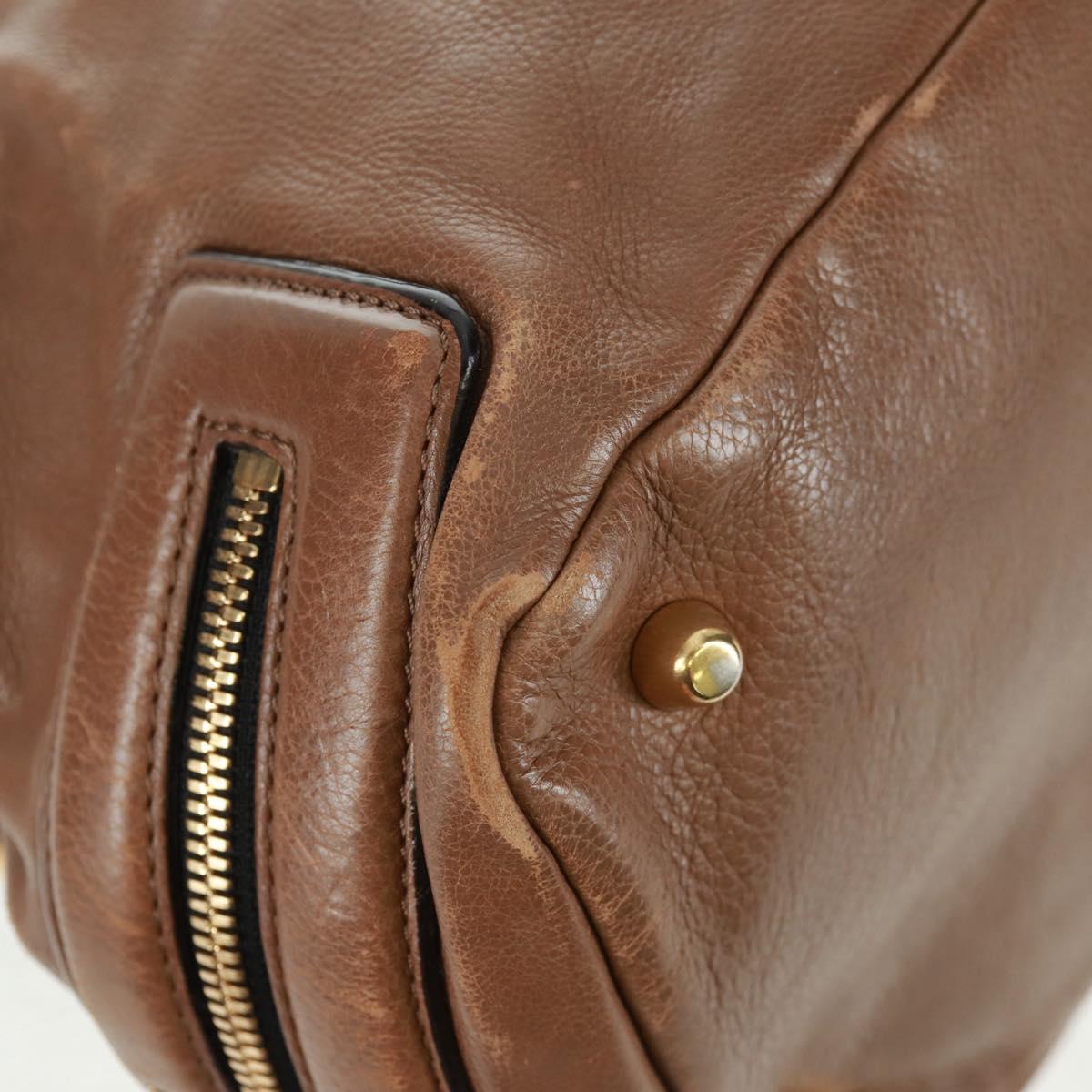 Chloe Hand Bag Leather 2way Brown Gold Auth 151789