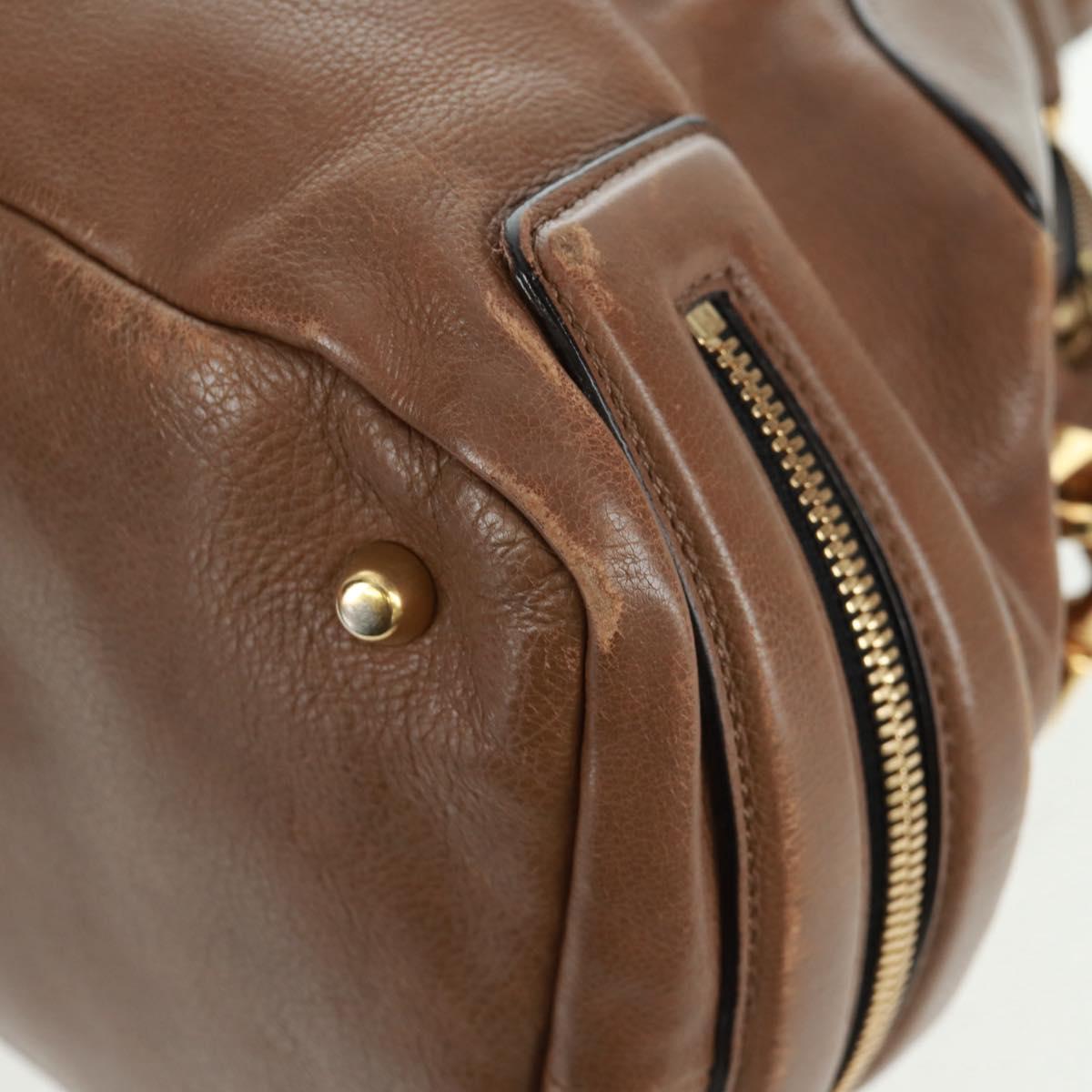 Chloe Hand Bag Leather 2way Brown Gold Auth 151789