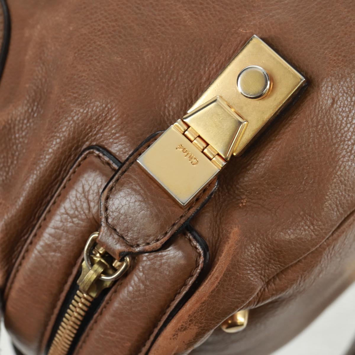 Chloe Hand Bag Leather 2way Brown Gold Auth 151789