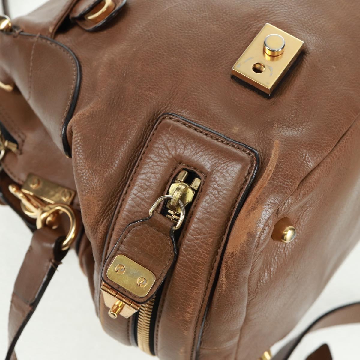 Chloe Hand Bag Leather 2way Brown Gold Auth 151789